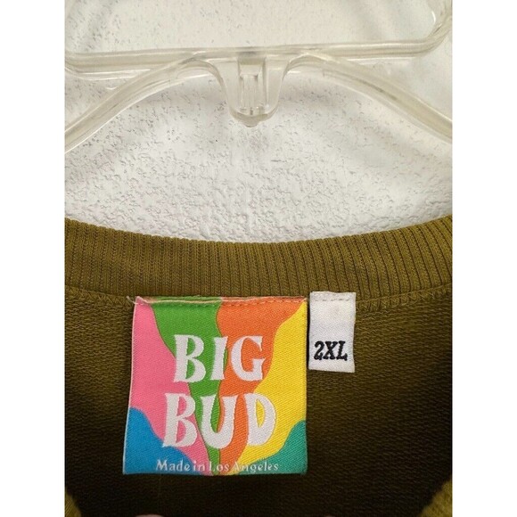 Big Bud Press Cropped Sweatshirt Crewneck Moss Green Fleece Heavy Unisex 2X XXL - Picture 3 of 7